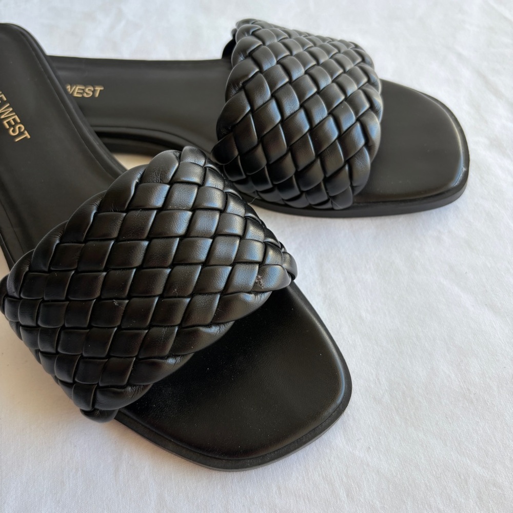Nine West Black Braided Sandals Slip-on Casual Spring Capsule Classic